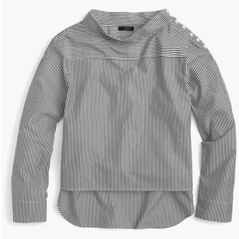 J. Crew 100% Cotton High-Low Poplin Long Sleeve Top Size 00 - Picture 3 of 9